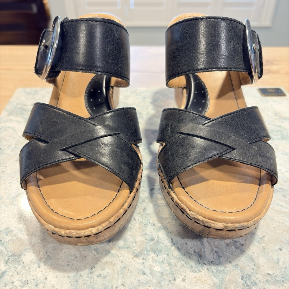 BOC Born Womens Sandal Black Wedge Platform Mule Y2K Shoe 9M